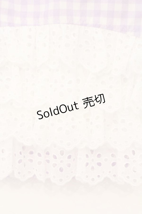 画像2: Katie / レース切り替えギンガムスカート XS ラベンダー O-26-04-11-036-LO-SK-YM-OS (2)