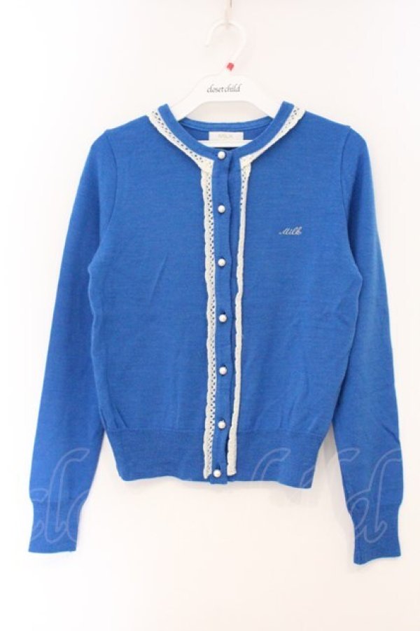 画像1: MILK / レーストリミングカーデ  アオ O-26-04-11-038-ML-TO-YM-OS (1)