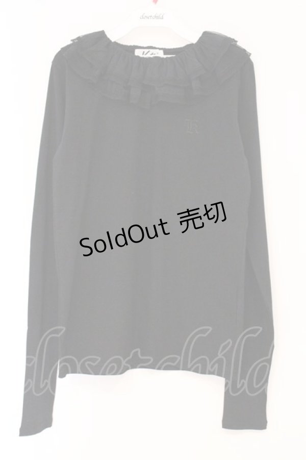 画像1: Katie / 刺繍入りレース丸襟カットソー F クロ O-26-04-11-043-LO-TO-YM-OS (1)