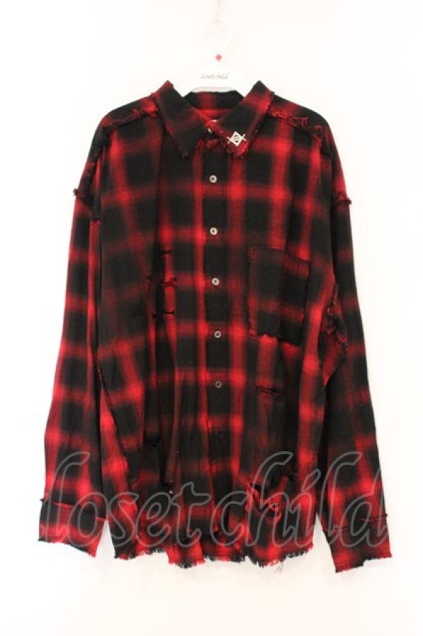 画像1: REFLEM / バックプリント加工チェックシャツ F レッド O-26-04-11-045-PU-BL-YM-OS (1)
