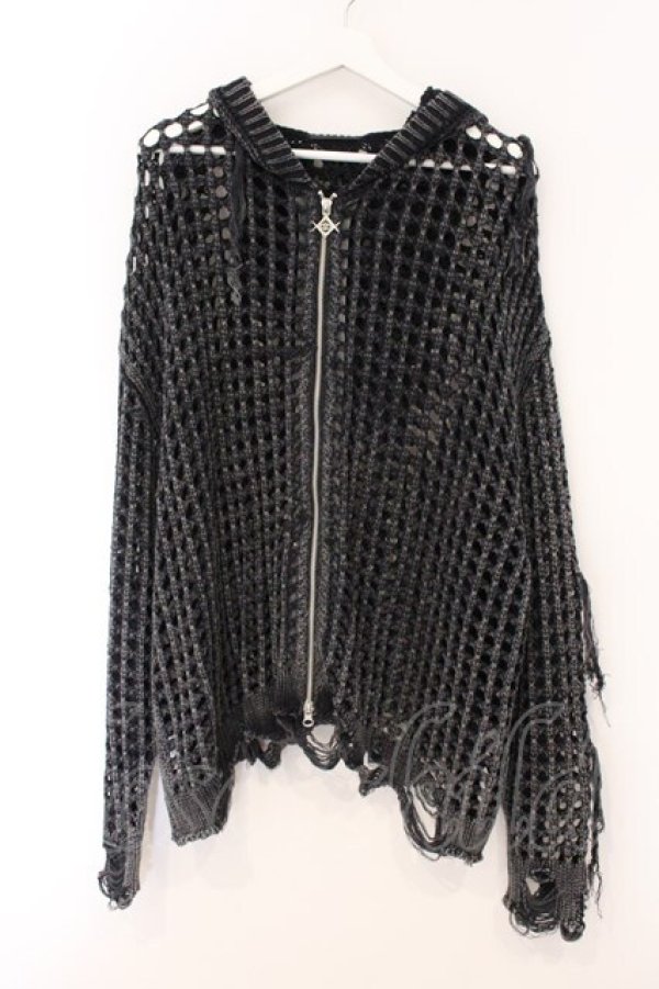 画像1: REFLEM / 格子編みニットジップアップパーカー F グレー O-26-04-11-047-PU-TO-YM-OS (1)