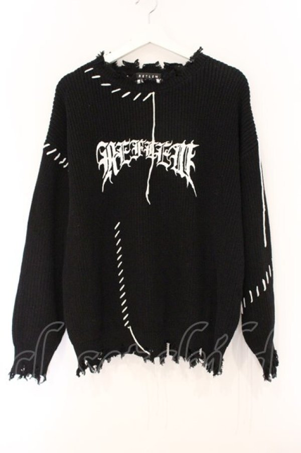 画像1: REFLEM / ステッチングプルオーバーニット F ブラック O-26-04-11-049-PU-TO-YM-OS (1)