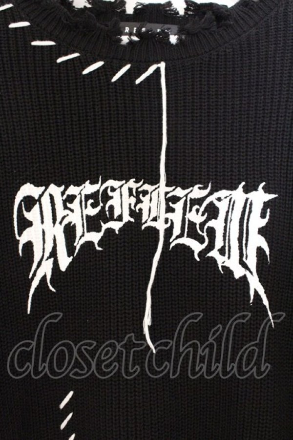 画像2: REFLEM / ステッチングプルオーバーニット F ブラック O-26-04-11-049-PU-TO-YM-OS (2)