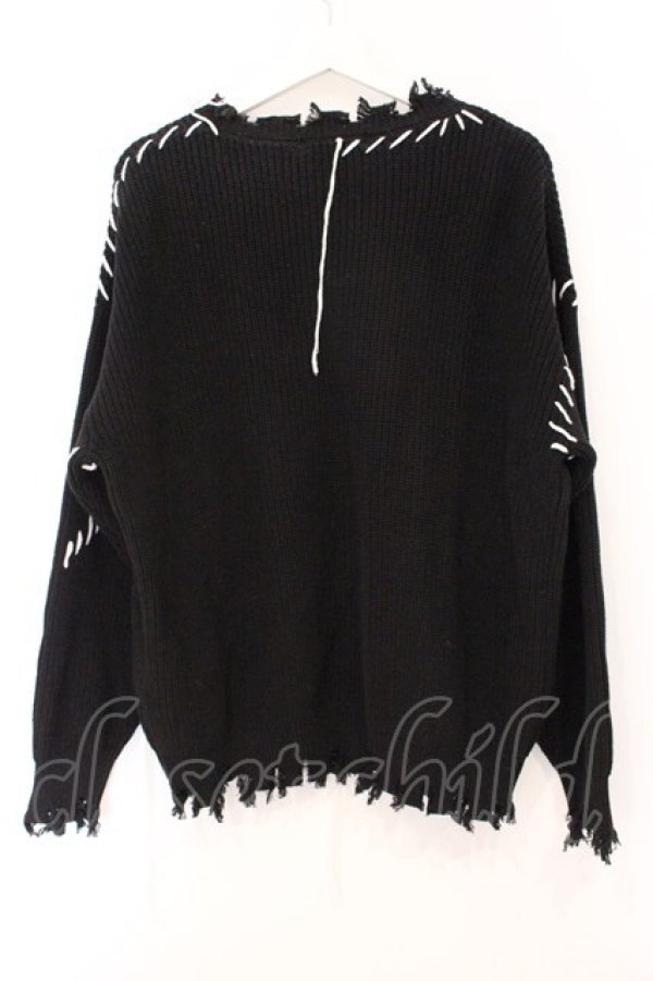 画像4: REFLEM / ステッチングプルオーバーニット F ブラック O-26-04-11-049-PU-TO-YM-OS (4)