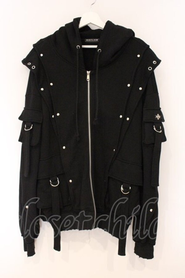 画像1: REFLEM / ヘビーレイヤードZIPパーカー F ブラック O-26-04-11-053-PU-JA-YM-OS (1)