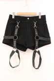 画像1: LISTEN FLAVOR / ハーネスガーターベルト付ショートパンツ L ブラック O-26-04-11-055-PU-PA-IG-OS (1)