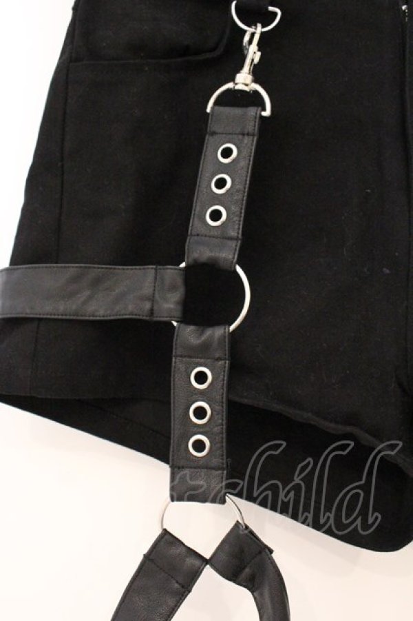 画像2: LISTEN FLAVOR / ハーネスガーターベルト付ショートパンツ L ブラック O-26-04-11-055-PU-PA-IG-OS (2)