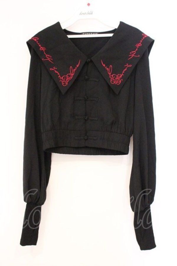 画像1: PUNK RAVE / チャイナボタンブラウス  ブラック×レッド O-26-04-11-057-PU-BL-IG-OS (1)