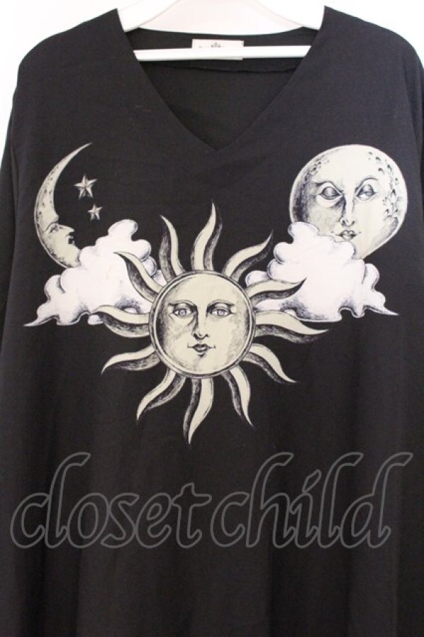 画像2: Drug Honey / 月と太陽ワンピース  ブラック O-26-04-11-063-PU-OP-IG-OS (2)