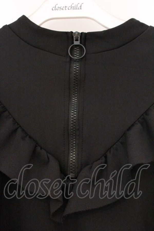 画像2: Drug Honey / フリルジャージワンピース  ブラック×ホワイト O-26-04-11-069-PU-OP-IG-OS (2)