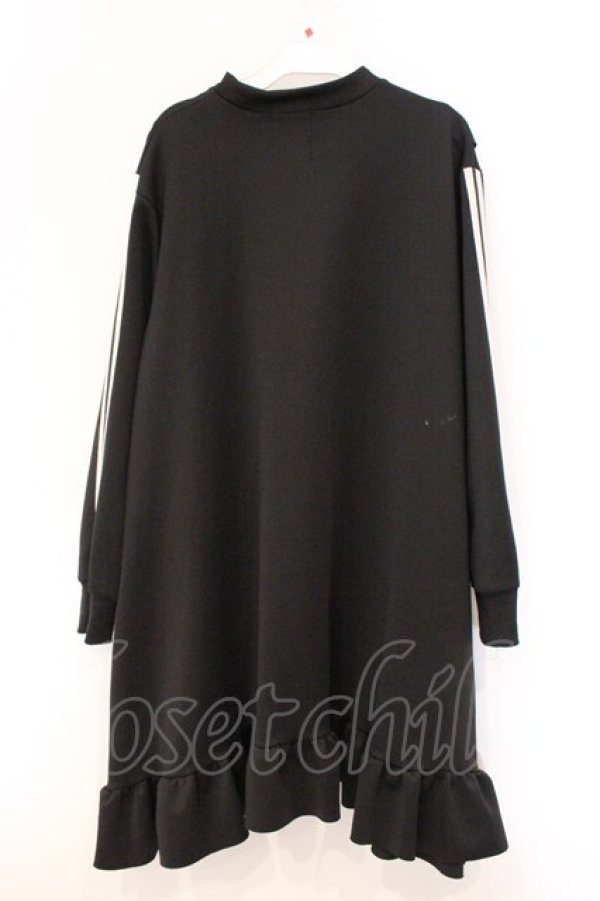 画像3: Drug Honey / フリルジャージワンピース  ブラック×ホワイト O-26-04-11-069-PU-OP-IG-OS (3)