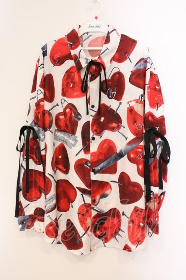 画像1: TRAVAS TOKYO / Emotinal scars shirt  ホワイト×レッド O-26-04-11-070-PU-BL-IG-OS (1)