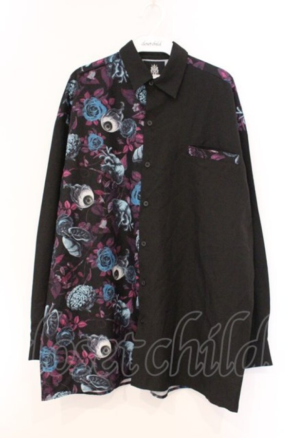 画像1: Drug Honey / 臓器の花園バイカラーシャツ  ブラック×パープル×ブルー O-26-04-11-071-PU-BL-IG-OS (1)