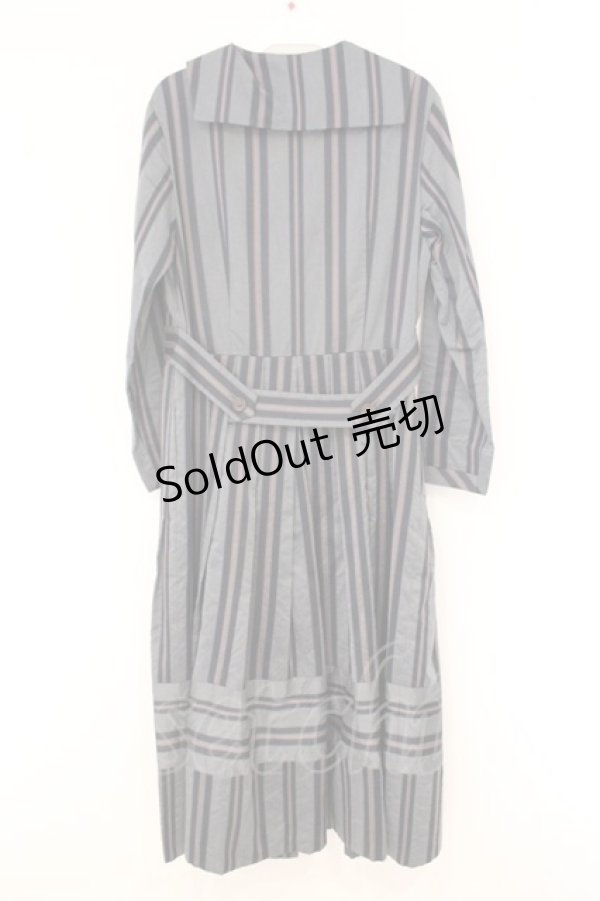 画像4: Jane Marple Dans Le Salon / レジメンタルストライプワンピース M グレー O-26-04-11-008-JM-OP-IG-OS (4)