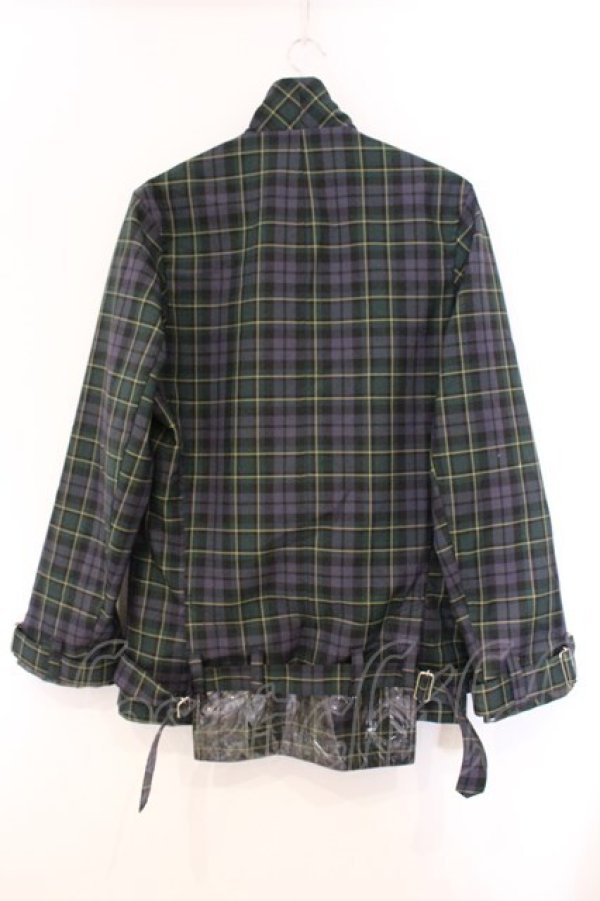 画像4: MILKBOY / ナイロン切り替えベルテッドジャケット  グリーン×パープルチェック O-26-04-11-086-MB-JA-IG-OS (4)