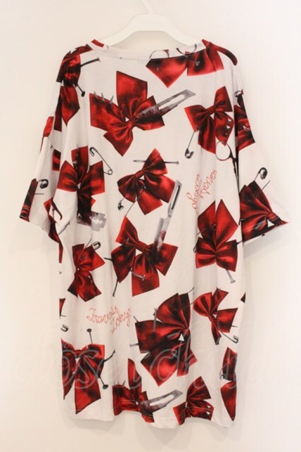 画像3: TRAVAS TOKYO / Kill ribbons BIG Tee/総柄リボンTシャツ/カットソー  ホワイト O-26-04-11-091-PU-TS-IG-OS (3)