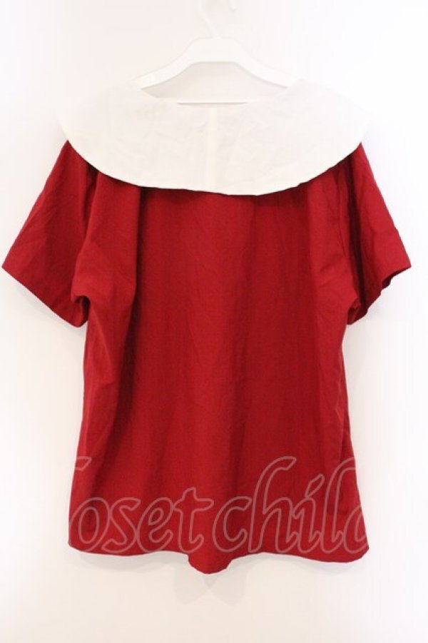 画像3: Ku fu-ku / セーラー風ビッグトップス  レッド×ホワイト O-26-04-11-094-PU-TO-IG-OS (3)