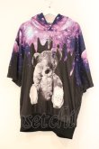画像1: TRAVAS TOKYO / Oozy bear H/S hoodie  ブラック×パープル O-26-04-11-099-PU-TO-IG-OS (1)