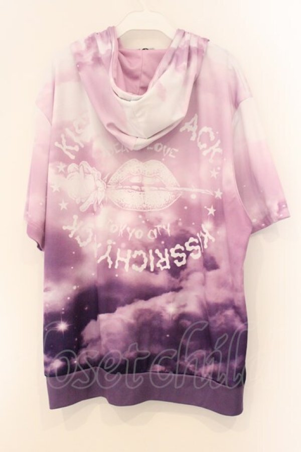 画像3: KRY CLOTHING / 「SKY」テロテロ半袖HOODIE  パープル O-26-04-11-102-EL-TO-IG-OS (3)