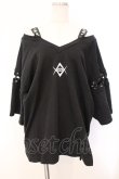 画像1: REFLEM / オフショルダーベルトTシャツ/カットソー  ブラック O-26-04-11-103-PU-TO-IG-OS (1)