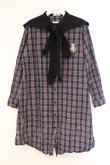 画像1: Drug Honey / スケルトンテディ刺繍セーラーワンピース  ブルーチェック×クロ O-26-04-11-018-PU-OP-IG-OS (1)