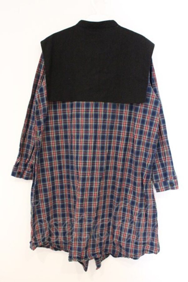 画像3: Drug Honey / スケルトンテディ刺繍セーラーワンピース  ブルーチェック×クロ O-26-04-11-018-PU-OP-IG-OS (3)