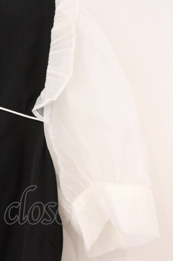 画像2: Jamieエーエヌケー / チャイナブラウス  クロ×シロ O-26-04-11-020-0-BL-IG-OS (2)