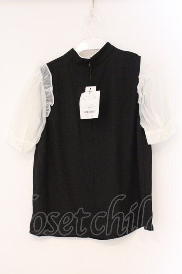 画像3: Jamieエーエヌケー / チャイナブラウス  クロ×シロ O-26-04-11-020-0-BL-IG-OS (3)