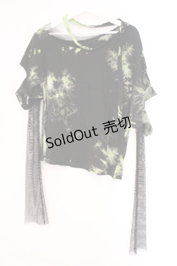 画像1: PUNK RAVE / Tie Dye Two Spliced Plaid Hoodie  ブラック×グリーン O-26-04-11-021-PU-TO-IG-OS (1)