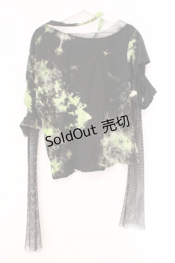 画像3: PUNK RAVE / Tie Dye Two Spliced Plaid Hoodie  ブラック×グリーン O-26-04-11-021-PU-TO-IG-OS (3)