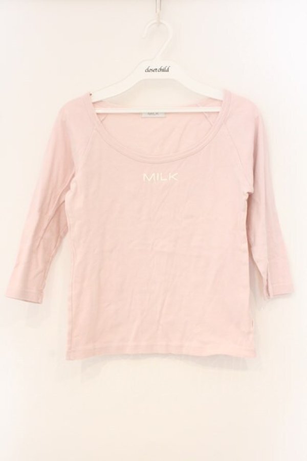 画像1: MILK / ロゴカットソー  ピンク O-26-04-11-003-ML-TO-IG-OS (1)