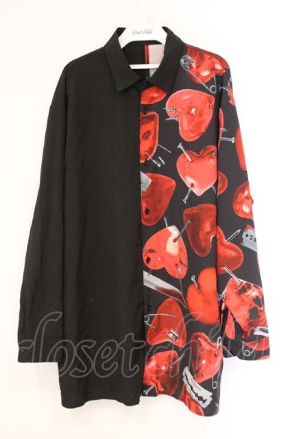 画像1: TRAVAS TOKYO / Bicolor Shirts/バイカラー昇華プリントシャツ  ブラック×レッド O-26-04-11-023-PU-BL-IG-OS (1)