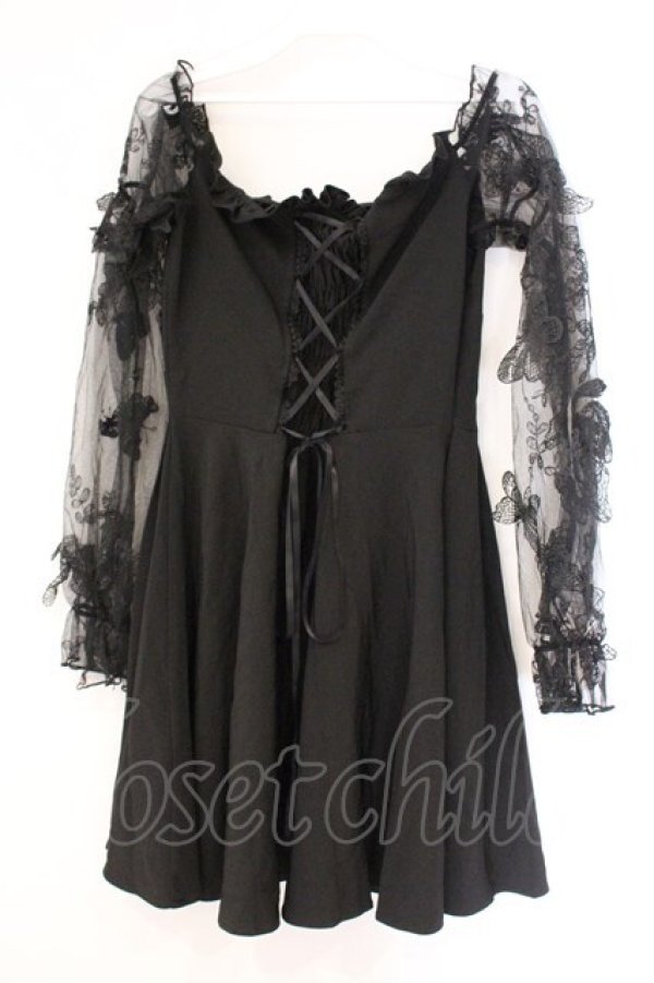 画像4: DARK IN LOVE / Gothic sexy off-shoulder lacey sleeves dress S ブラック O-26-04-11-024-PU-OP-IG-OS (4)