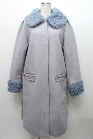 画像: Swankiss / COAT プードルファーカラーバックレースコート  サックス S-24-01-15-057-CA-CO-UT-ZT-C010