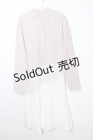 画像: axes femme / ストライプ×レース切替シャツワンピース  赤ｘ白 S-24-04-01-086-AX-OP-SZ-ZI