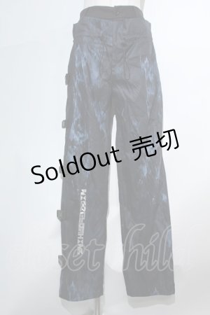 画像: NieR Clothing / サイドベルト切替パンツ  黒ｘブルー S-24-04-11-091-PU-PA-AS-ZS