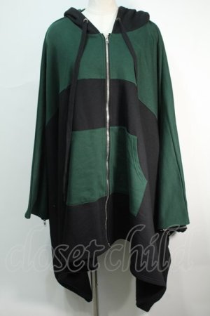 画像: IRO+IRO / 着物パーカー  黒ｘグリーン S-24-06-21-091-LO-TO-AS-ZI