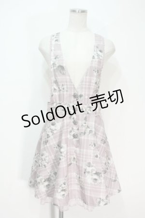 画像: axes femme POETIQUE /  薔薇チェックジャンドレ  ピンク S-24-06-22-057-AX-OP-AS-ZI