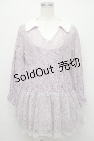 画像: axes femme / 総レースティアードチュニック  ラベンダー S-24-08-10-047-AX-OP-AS-ZI