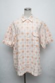 画像1: Karl Helmut / チェック&なみ刺繍半袖シャツ M オレンジＸ白チェック S-24-08-11-015-EL-BL-HD-ZT145 (1)
