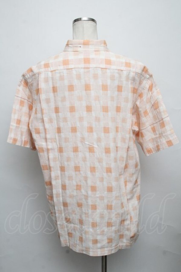 画像2: Karl Helmut / チェック&なみ刺繍半袖シャツ M オレンジＸ白チェック S-24-08-11-015-EL-BL-HD-ZT145 (2)
