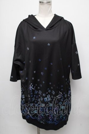 画像: ankoROCK / バラバラ半袖ネコ耳プルオーバーパーカー  黒 S-24-08-11-029-PU-TO-AS-ZT180