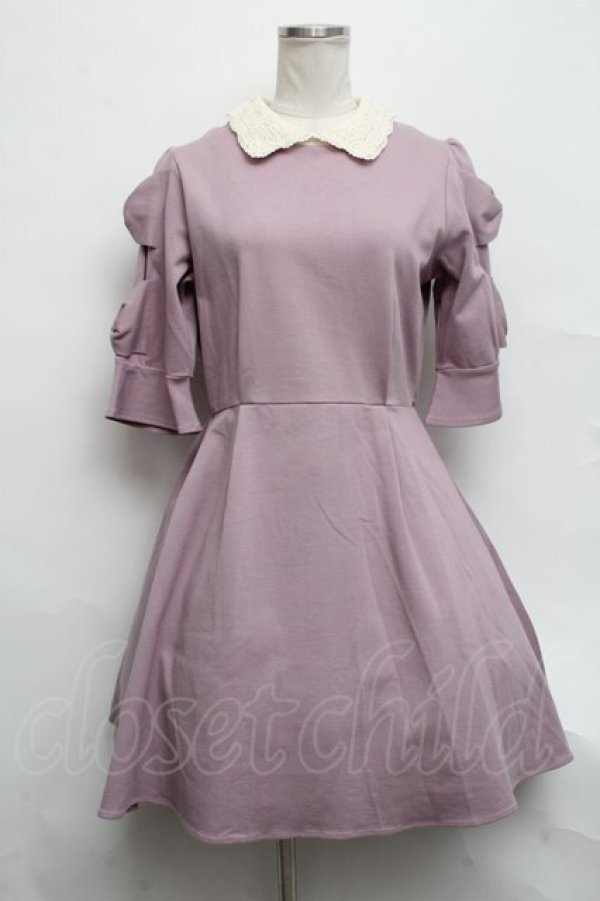 画像1: axes femme POETIQUE / リボン袖フレアワンピース  ピンク S-24-09-12-046-AX-OP-AS-ZT064 (1)