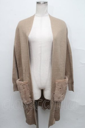 画像: axes femme / ファーポケットコーディガン  ベージュ S-24-09-14-034-AX-TO-AS-ZT381