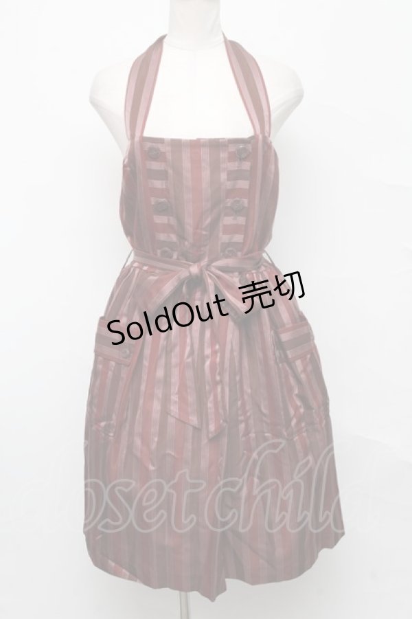 画像1: Jane Marple / レジメンタルホルターワンピース  赤 S-24-09-19-066-JM-OP-UT-ZT224 (1)