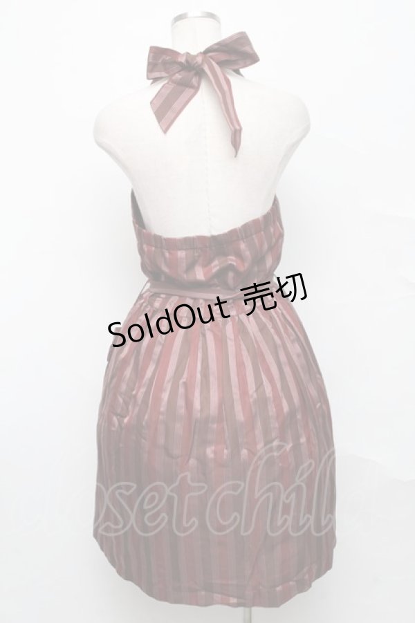 画像2: Jane Marple / レジメンタルホルターワンピース  赤 S-24-09-19-066-JM-OP-UT-ZT224 (2)