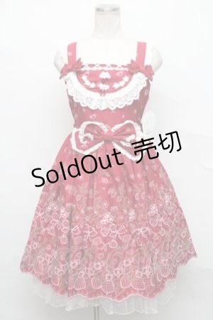 画像: BABY,THE STARS SHINE BRIGHT / くみゃちゃんのStrawberry Garden刺繍ジャンパースカートI  エンジ S-24-09-25-053-BA-OP-AS-ZS