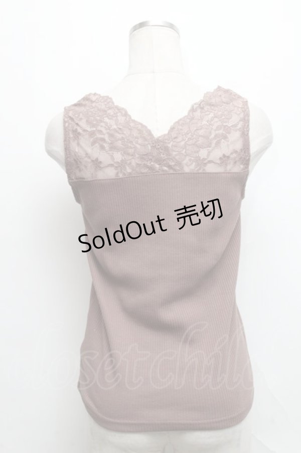 画像2: axes femme / 2WAYレースリブタンク  モカ S-24-09-28-001-AX-TO-AS-ZS (2)
