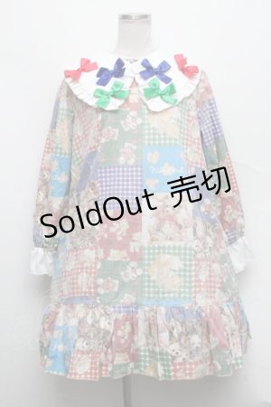 画像: Nile Perch / くまパッチワーク三角襟ワンピース  マルチ S-24-09-28-035-LO-OP-AS-ZS