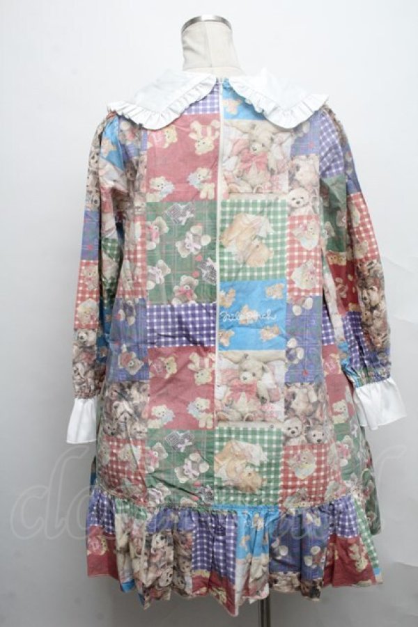 画像2: Nile Perch / くまパッチワーク三角襟ワンピース  マルチ S-24-09-28-035-LO-OP-AS-ZS (2)